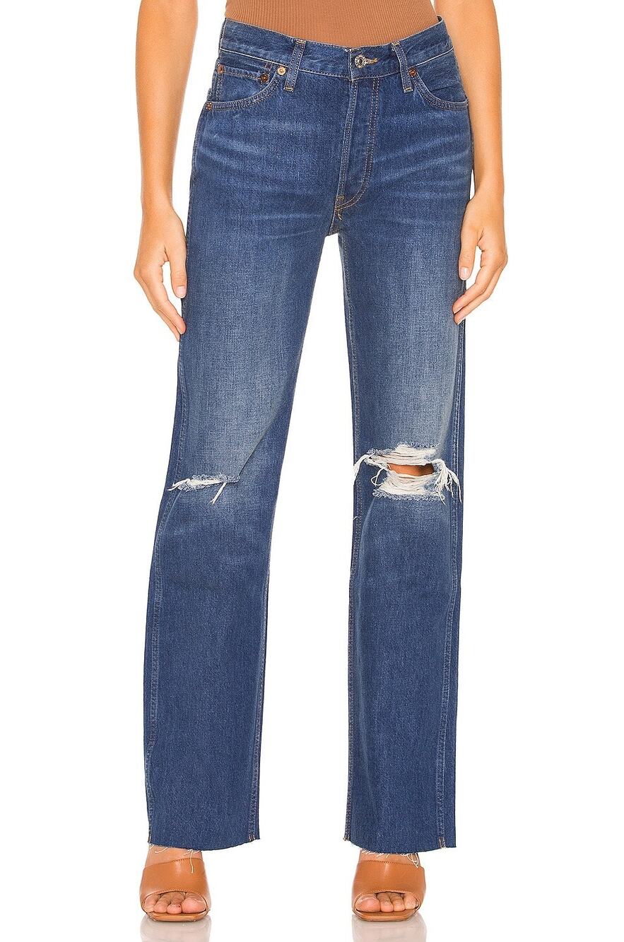 REDONE -NWT- 90s High Rise Loose Jeans Destroyed Broken Blue | 26
